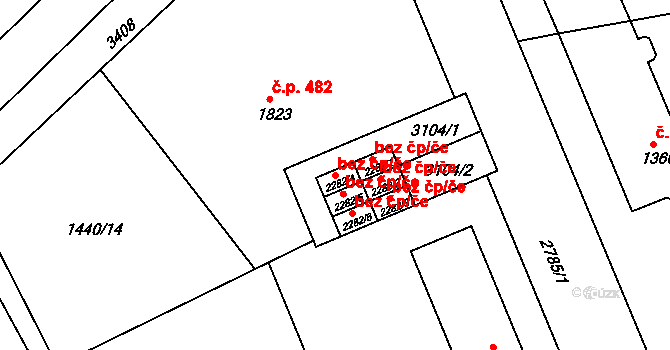 Chrudim 48319473 na parcele st. 2282/4 v KÚ Chrudim, Katastrální mapa