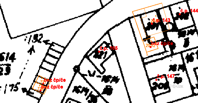 Trhová Kamenice 165 na parcele st. 221 v KÚ Trhová Kamenice, Katastrální mapa