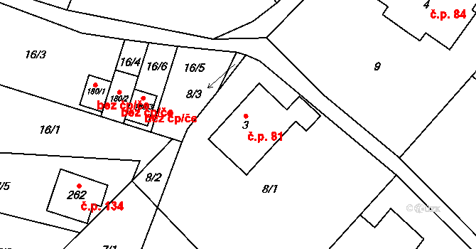 Mistrovice 81 na parcele st. 3 v KÚ Mistrovice nad Orlicí, Katastrální mapa