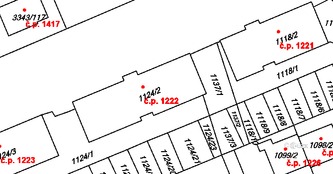 Třešť 1222 na parcele st. 1124/2 v KÚ Třešť, Katastrální mapa