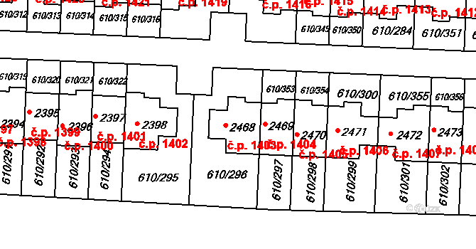 Rosice 1403 na parcele st. 2468 v KÚ Rosice u Brna, Katastrální mapa