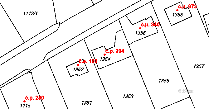 Dobřichovice 394 na parcele st. 1354 v KÚ Dobřichovice, Katastrální mapa