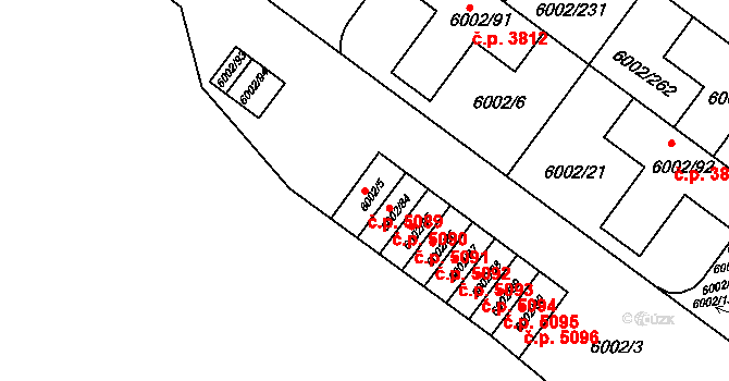 Znojmo 5089 na parcele st. 6002/5 v KÚ Znojmo-město, Katastrální mapa
