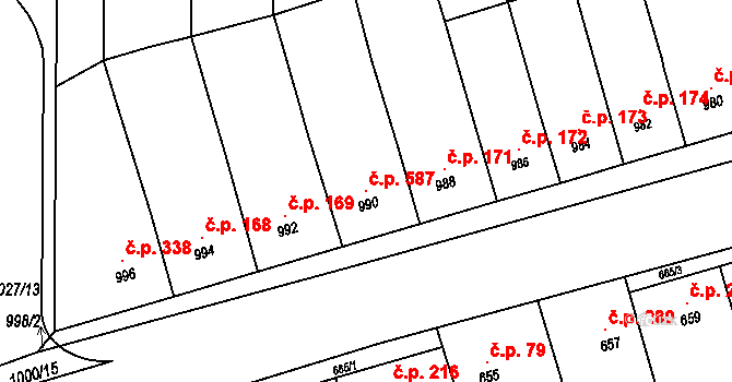 Žabčice 587 na parcele st. 990 v KÚ Žabčice, Katastrální mapa