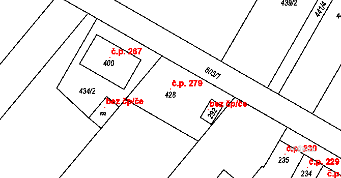 Přerov III-Lověšice 279, Přerov na parcele st. 428 v KÚ Lověšice u Přerova, Katastrální mapa