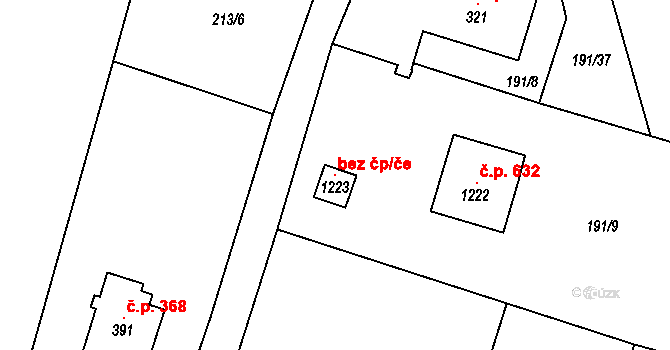 Raškovice 103696474 na parcele st. 1223 v KÚ Raškovice, Katastrální mapa