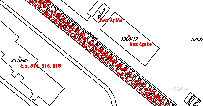 Dědice 67, Vyškov na parcele st. 3379/35 v KÚ Vyškov, Katastrální mapa