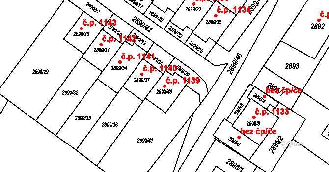Rýmařov 1139 na parcele st. 2899/40 v KÚ Rýmařov, Katastrální mapa