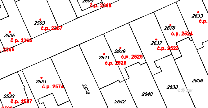 Kladno 2528 na parcele st. 2641 v KÚ Kladno, Katastrální mapa
