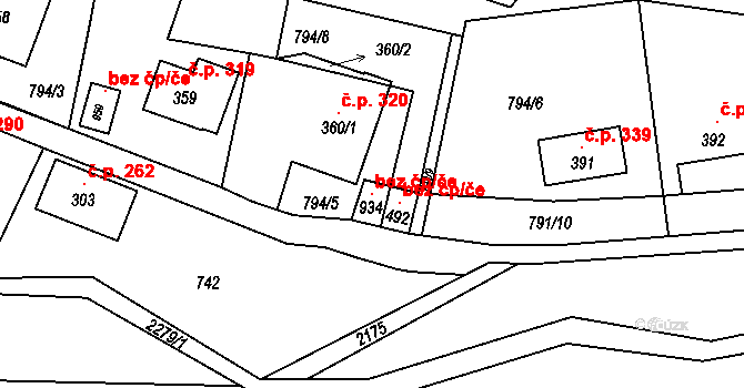 Vrchlabí 145933474 na parcele st. 934 v KÚ Hořejší Vrchlabí, Katastrální mapa