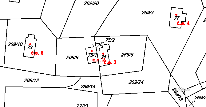 Synalov 3 na parcele st. 76 v KÚ Synalov, Katastrální mapa