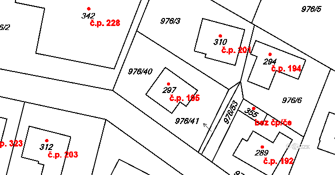 Želivec 195, Sulice na parcele st. 297 v KÚ Sulice, Katastrální mapa