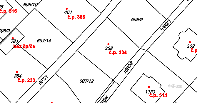 Harrachov 234 na parcele st. 338 v KÚ Harrachov, Katastrální mapa