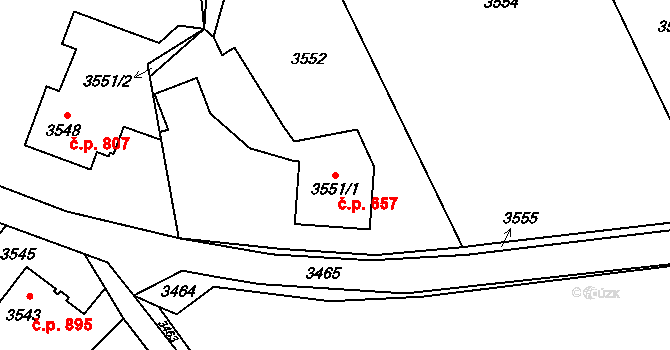 Město 657, Orlová na parcele st. 3551/1 v KÚ Orlová, Katastrální mapa