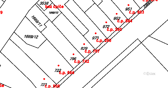 Hořice 767 na parcele st. 829 v KÚ Hořice v Podkrkonoší, Katastrální mapa