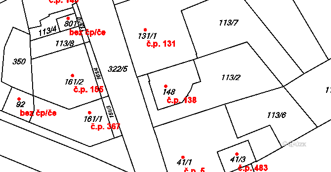 Litol 138, Lysá nad Labem na parcele st. 148 v KÚ Litol, Katastrální mapa