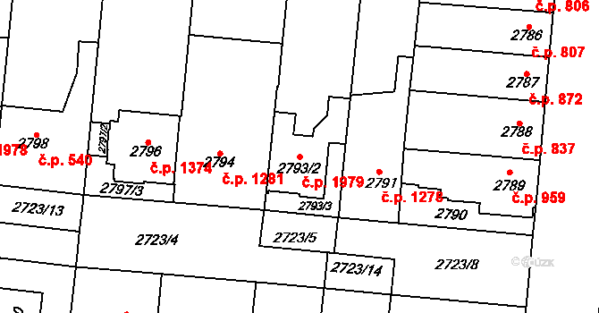 Líšeň 1979, Brno na parcele st. 2793/2 v KÚ Líšeň, Katastrální mapa