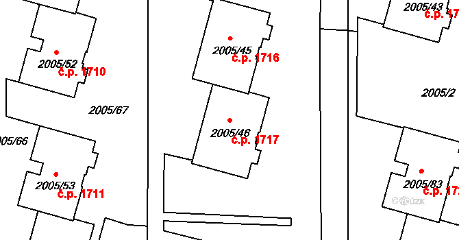 Pelhřimov 1717 na parcele st. 2005/46 v KÚ Pelhřimov, Katastrální mapa