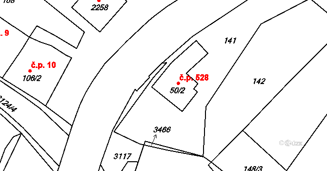 Nejdek 528 na parcele st. 50/2 v KÚ Nejdek, Katastrální mapa