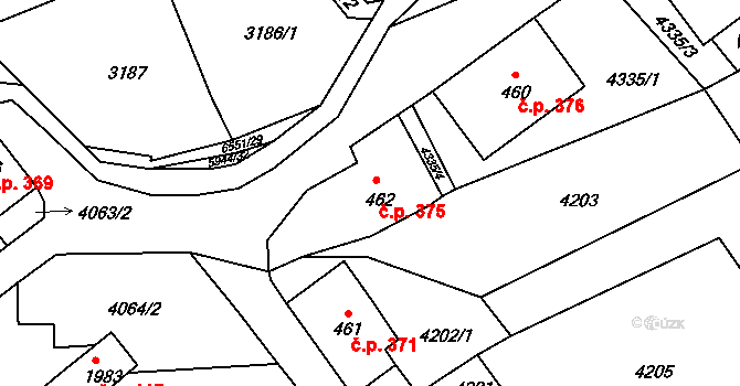 Starý Jiříkov 375, Jiříkov na parcele st. 462 v KÚ Jiříkov, Katastrální mapa