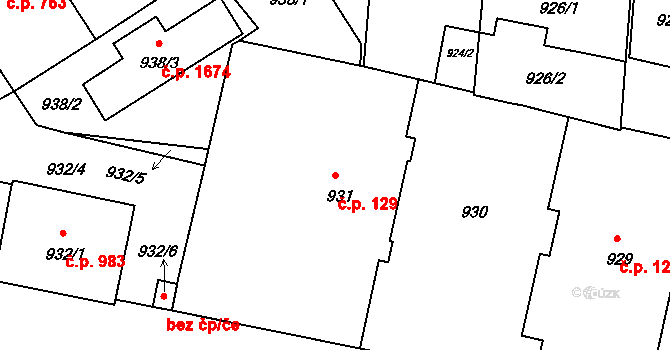 Nusle 129, Praha na parcele st. 931 v KÚ Nusle, Katastrální mapa
