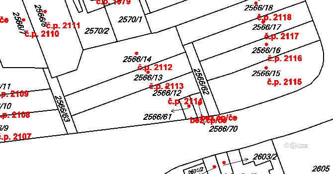 Dejvice 2114, Praha na parcele st. 2566/12 v KÚ Dejvice, Katastrální mapa