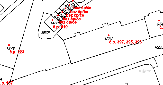 Horní Předměstí 395,396,397, Trutnov na parcele st. 1881 v KÚ Trutnov, Katastrální mapa