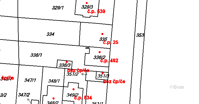 České Budějovice 4 492, České Budějovice na parcele st. 336/2 v KÚ České Budějovice 4, Katastrální mapa