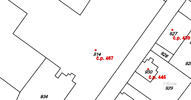 Hodkovice nad Mohelkou 467 na parcele st. 914 v KÚ Hodkovice nad Mohelkou, Katastrální mapa