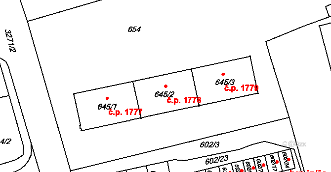 Nové Město 1778, Karviná na parcele st. 645/2 v KÚ Karviná-město, Katastrální mapa