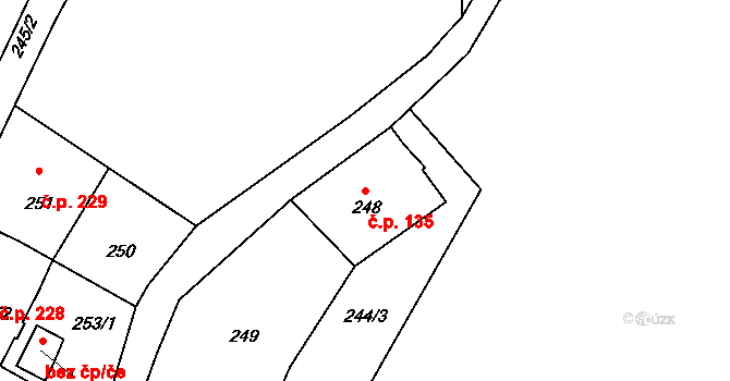 Proseč nad Nisou 135, Jablonec nad Nisou na parcele st. 248 v KÚ Proseč nad Nisou, Katastrální mapa