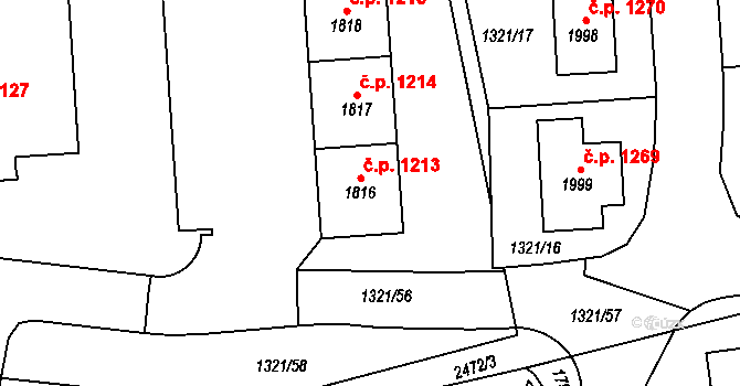 Polná 1213 na parcele st. 1816 v KÚ Polná, Katastrální mapa