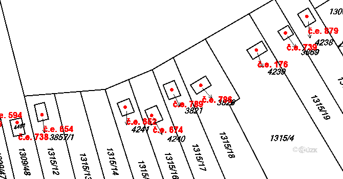 Česká Třebová 789 na parcele st. 3821 v KÚ Česká Třebová, Katastrální mapa