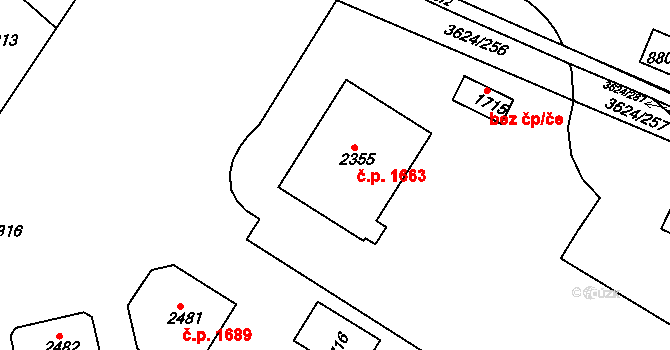 Veselí nad Moravou 1663 na parcele st. 2355 v KÚ Veselí-Předměstí, Katastrální mapa
