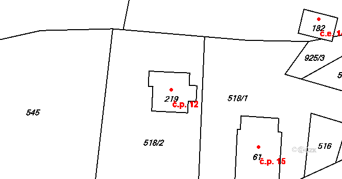 Břevniště 12, Hamr na Jezeře na parcele st. 219 v KÚ Břevniště pod Ralskem, Katastrální mapa