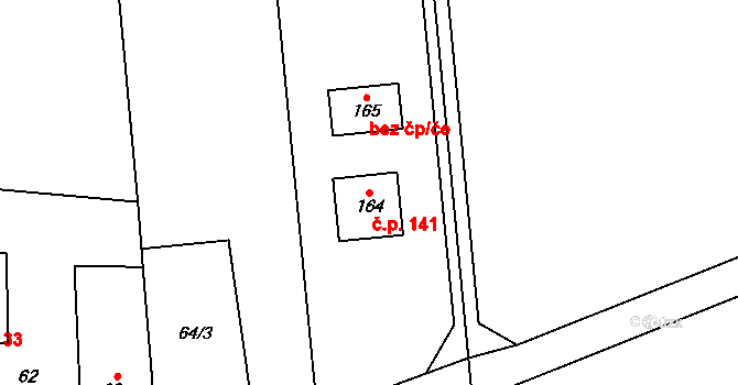 Lípy 141, Slatinice na parcele st. 164 v KÚ Lípy, Katastrální mapa