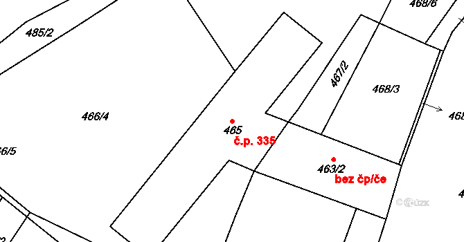 Chotíkov 335 na parcele st. 465 v KÚ Chotíkov, Katastrální mapa