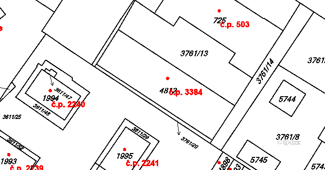 Břeclav 3384 na parcele st. 4812 v KÚ Břeclav, Katastrální mapa