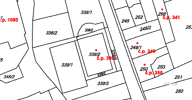 Šluknov 339 na parcele st. 339/2 v KÚ Šluknov, Katastrální mapa