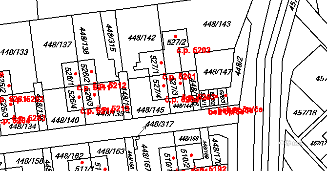 Otrokovice 5204 na parcele st. 527/4 v KÚ Otrokovice, Katastrální mapa