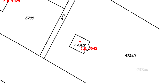 Frýdek 3542, Frýdek-Místek na parcele st. 5734/2 v KÚ Frýdek, Katastrální mapa