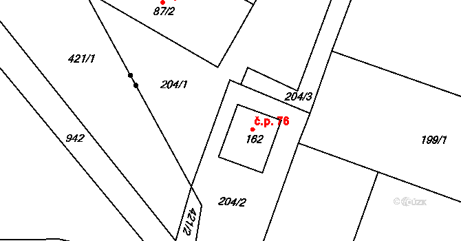 Chotýšany 76 na parcele st. 162 v KÚ Chotýšany, Katastrální mapa