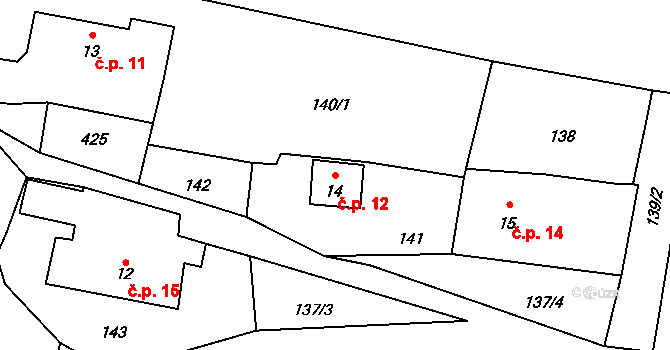 Beranova Lhota 12, Chotoviny na parcele st. 14 v KÚ Beranova Lhota, Katastrální mapa