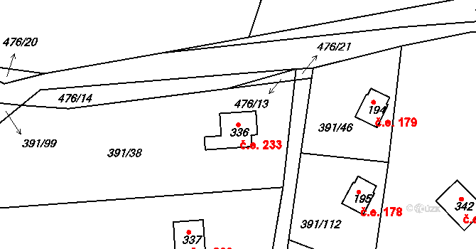 Ústupky 233, Seč na parcele st. 336 v KÚ Proseč u Seče, Katastrální mapa