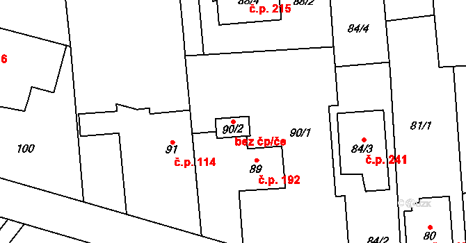Chlebičov 38081474 na parcele st. 90/2 v KÚ Chlebičov, Katastrální mapa