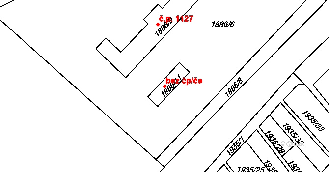 Zruč nad Sázavou 38301474 na parcele st. 1886/11 v KÚ Zruč nad Sázavou, Katastrální mapa