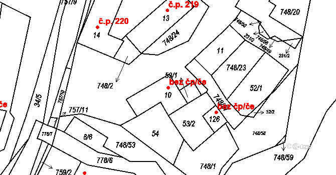 Dobronín 38654474 na parcele st. 10 v KÚ Střelecká, Katastrální mapa