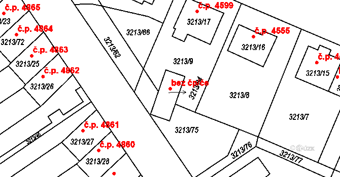 Chomutov 39082474 na parcele st. 3213/84 v KÚ Chomutov II, Katastrální mapa