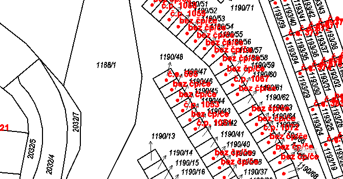 Bechyně 40927474 na parcele st. 1190/47 v KÚ Bechyně, Katastrální mapa