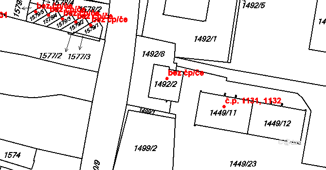 Chotěboř 42217474 na parcele st. 1492/2 v KÚ Chotěboř, Katastrální mapa